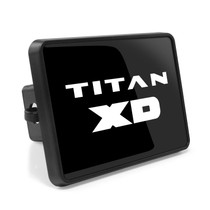 Nissan Titan XD UV Graphic Black Metal Face-Plate on ABS Plastic 2 inch Tow Hitch Cover