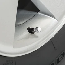 Cadillac Crest Logo in White on Shining Silver Aluminum Tire Valve Stem Caps