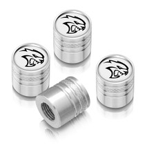 Dodge SRT Hellcat White on Silver Aluminum Cylinder-Style Tire Valve Stem Caps