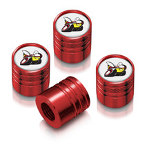 Dodge Scat-Pack White on Red Aluminum Cylinder-Style Tire Valve Stem Caps