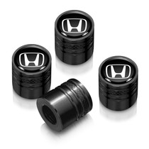 Honda Logo in Black on Black Aluminum Cylinder-Style Tire Valve Stem Caps