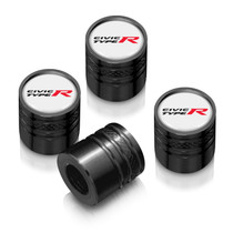 Honda Civic Type-R White on Black Aluminum Cylinder-Style Tire Valve Stem Caps