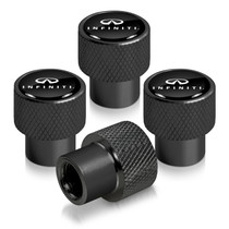 INFINITI logo in Black on Black Aluminum Tire Valve Stem Caps