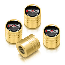 Ford F-150 FX4 Off Road in Black on Golden Aluminum Cylinder-Style Tire Valve Stem Caps