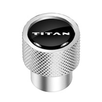 Nissan Titan Logo in Black on Shining Silver Aluminum Tire Valve Stem Caps