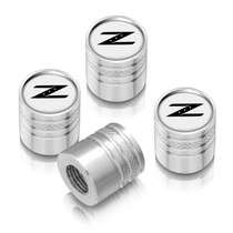 Nissan 350Z Z Logo White on Silver Aluminum Cylinder-Style Tire Valve Stem Caps