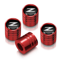Nissan 370Z Z Logo in Black on Red Aluminum Cylinder-Style Tire Valve Stem Caps