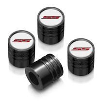 Chevrolet Camaro SS Logo in White on Black Aluminum Cylinder-Style Tire Valve Stem Caps