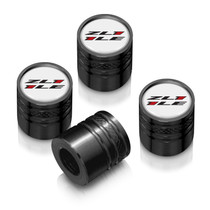 Chevrolet Camaro ZL1-1LE Logo in White on Black Aluminum Cylinder-Style Tire Valve Stem Caps