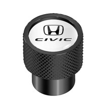 Honda Civic in White on Black Aluminum Tire Valve Stem Caps