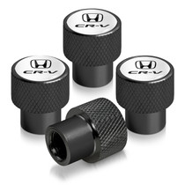 Honda CR-V in White on Black Aluminum Tire Valve Stem Caps
