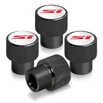 Honda Civic Si Red Logo in White on Black Aluminum Tire Valve Stem Caps
