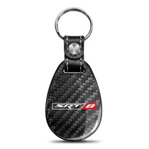 SRT-8 Logo Black Real Carbon Fiber Large Tear-Drop Key Chain for Dodge Jeep RAM