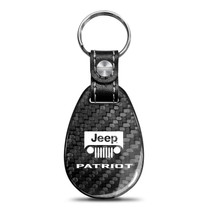 Jeep Patriot Real Black Carbon Fiber with Leather Strap Large Tear Drop Key Chain