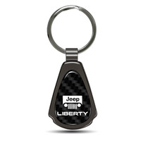 Jeep Liberty Real Black Carbon Fiber Gunmetal Black Metal Teardrop Key Chain