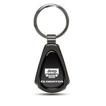 Jeep Gladiator Black Dome Dark Gunmetal Metal Teardrop Key Chain