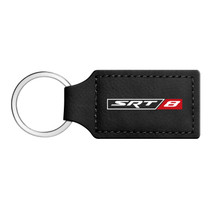 SRT-8 Logo Rectangular Black Leatherette Key Chain for Dodge Jeep RAM