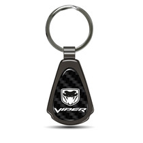 Dodge Viper Real Black Carbon Fiber Gunmetal Black Metal Teardrop Key Chain