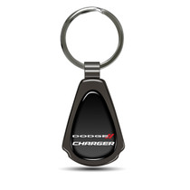 Dodge Charger Black Dome Dark Gunmetal Metal Teardrop Key Chain