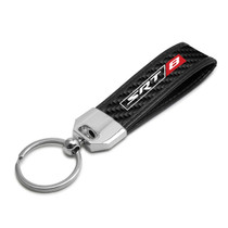 SRT-8 Logo Real Carbon Fiber Leather Strap Key Chain with Black stitching for Dodge Jeep RAM