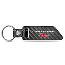 Dodge Challenger R/T Real Carbon Fiber Blade Style Black Leather Strap Key Chain