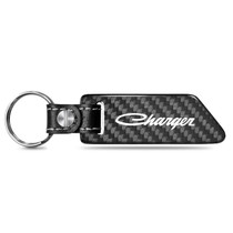 Dodge Charger Classic Real Carbon Fiber Blade Style with Leather Strap Key Chain