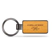 Dodge Challenger R/T Laser Engraved Maple Wood Gunmetal Frame Case Key Chain