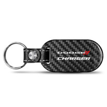 Dodge Charger 100% Real Black Carbon Fiber Tag Style Key Chain