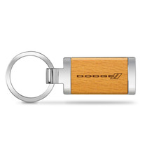 Dodge Laser Engraved Maple Wood Chrome Metal Trim Key Chain