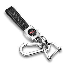 Dodge R/T Logo in Black Real Black Carbon Fiber Loop-Strap Chrome Hook Key Chain