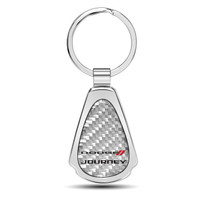 Dodge Journey Real Silver Dome Carbon Fiber Chrome Metal Teardrop Key Chain