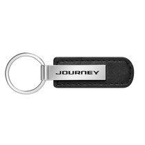 Dodge Journey Silver Metal Black PU Leather Strap Key Chain