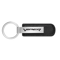 Dodge Viper Silver Metal Black PU Leather Strap Key Chain