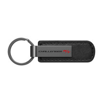 Dodge Challenger R/T Gunmetal Black Metal Plate PU Leather Strap Key Chain