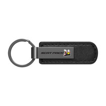 Dodge Scat-Pack Gunmetal Black Metal Plate PU Leather Strap Key Chain