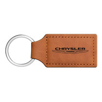 Chrysler Logo Rectangular Brown Leather Key Chain