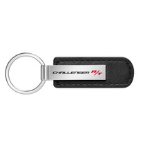 Dodge Challenger R/T Silver Metal Black PU Leather Strap Key Chain
