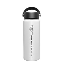 Ford Mustang 18 oz Dual-Wall Insulated White Stainless Steel Travel Tumbler Mug Water Bottle