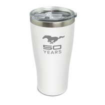 Ford Mustang 50 Years Laser Etched Logo White Stainless Steel Travel Tumbler Mug