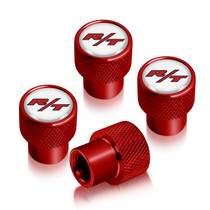 Dodge R/T Logo in White on Red Aluminum Tire Valve Stem Caps