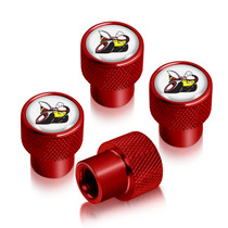 Dodge Scat-Pack Full Color in White on Red Aluminum Tire Valve Stem Caps
