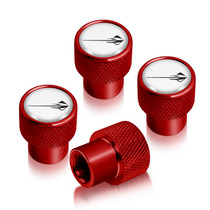 Chevrolet Corvette C7 Stingray Logo in White on Red Aluminum Tire Valve Stem Caps