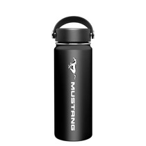 Ford Mustang 18 oz Dual-Wall Insulated Black Stainless Steel Travel Tumbler Mug Water Bottle