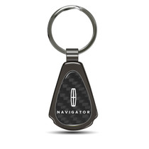 Lincoln Navigator Real Black Carbon Fiber Gunmetal Metal Teardrop Key Chain
