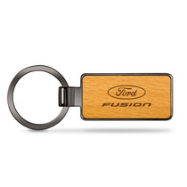 Ford Fusion Laser Engraved Maple Wood Gunmetal Frame Case Key Chain