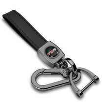 Ford F-150 FX4 Off Road Logo in Black on Black Leather Loop-Strap Dark Gunmetal Hook Key Chain
