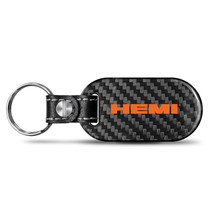 HEMI Logo 100% Real Black Carbon Fiber Tag Style Key Chain for Dodge Jeep RAM