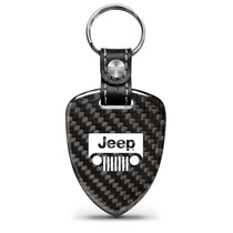 Jeep Grill Real Black Carbon Fiber Large Shield-Style Key Chain