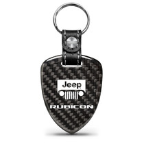 Jeep Rubicon Wrangler Real Black Carbon Fiber Large Shield-Style Key Chain