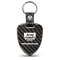 Jeep Wrangler Real Black Carbon Fiber Large Shield-Style Key Chain
